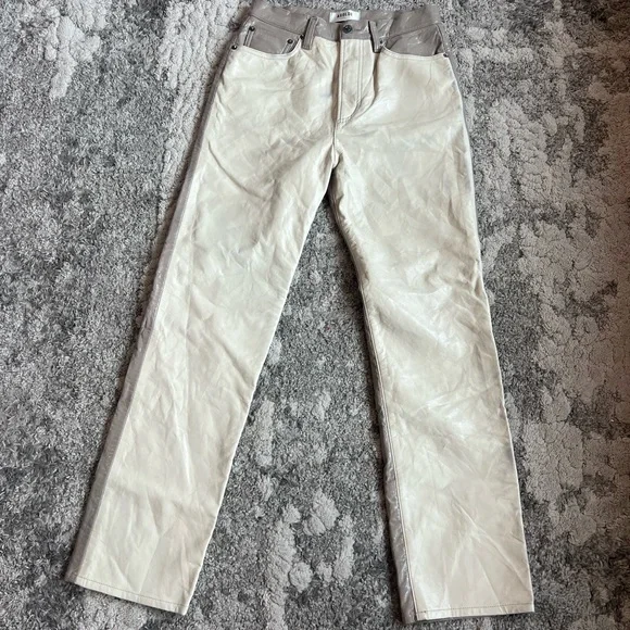 Agolde Two Tone 90s Leather Pants straight leg - Picture 5 of 15
